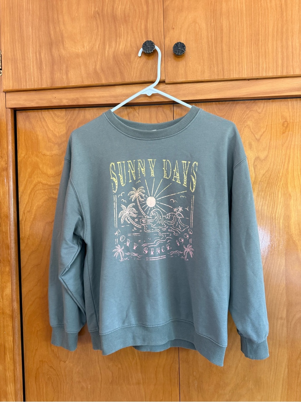 Roxy Sunny Days Graphic Crewneck Sweatshirt - Sage Green